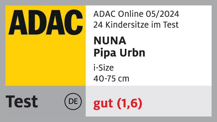 ADAC | ADAC Online 05/2024: 24 child car seats tested | NUNA PIPA urbn: i-Size 40-75cm | Test EU: good (1.6)